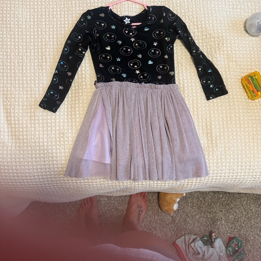 Pixie Lane Black and Purple Kids Dress